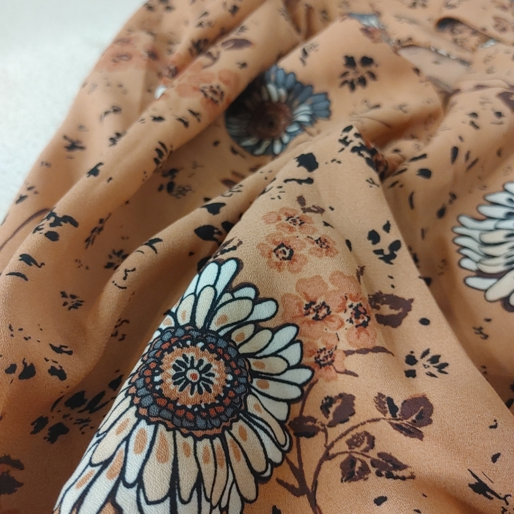 MTL 1980 Womens Sz 5X Floral Print Faux Wrap Bust Midi Dress Career Comfy Flow. - Picture 13 of 13